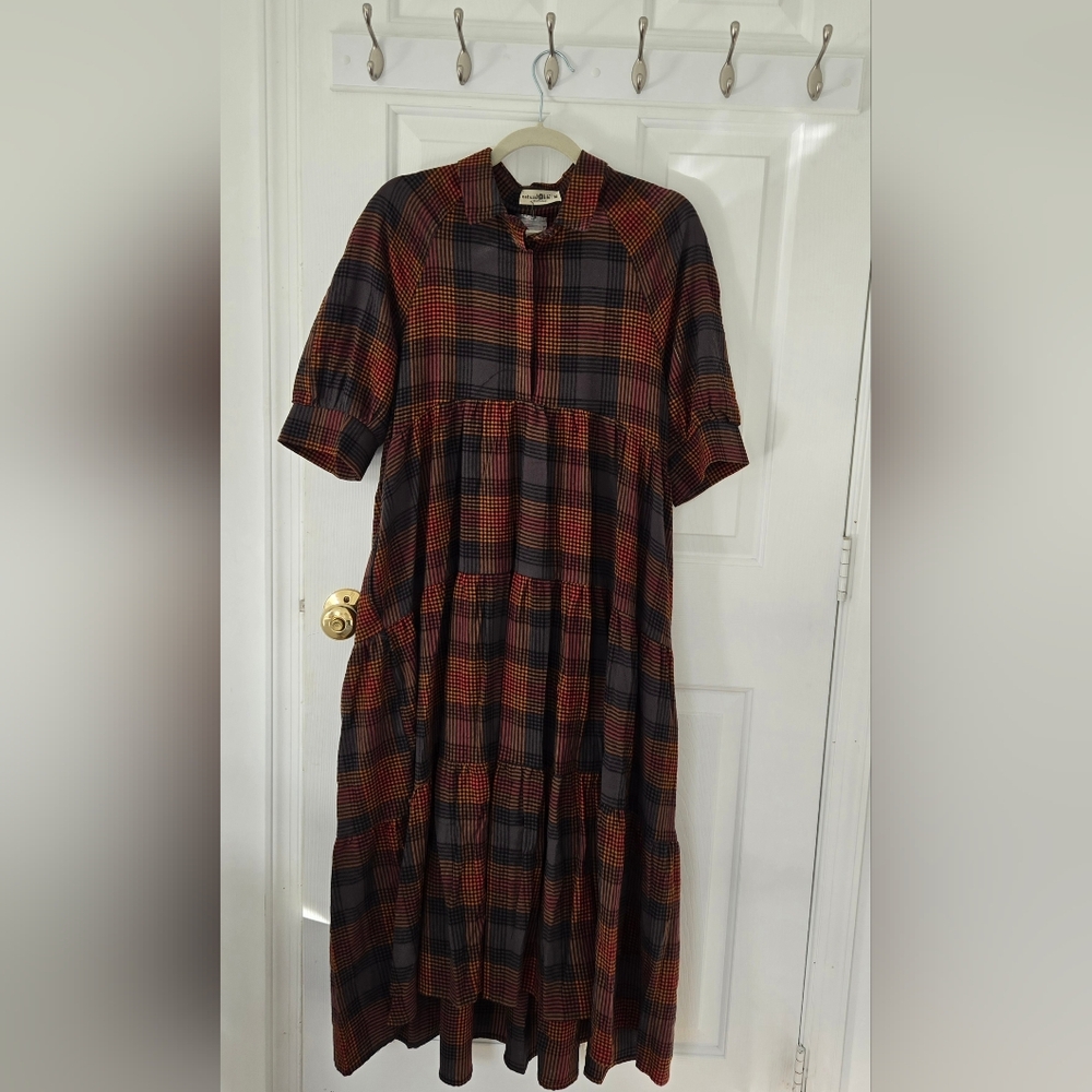 Natural Life Empire Waist, High Low Hem, Flannel Dress